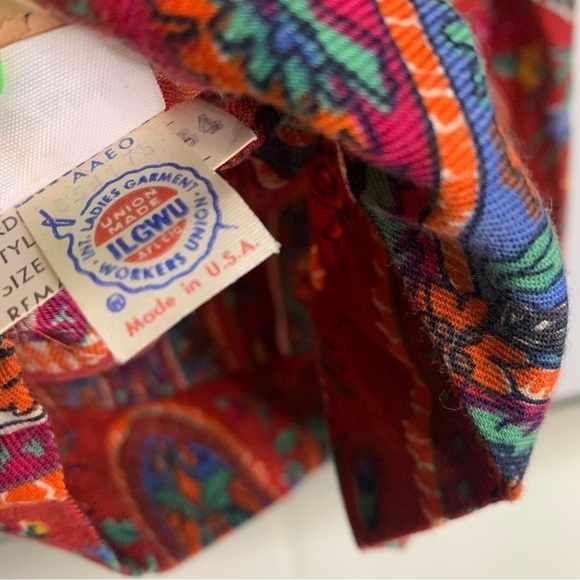 Albert Nipon Long Sleeve red floral button front a line dress small Vintage - Picture 11 of 15